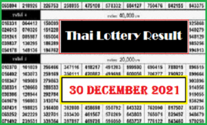 GLO Thai Government Lottery Result 30 December 2021