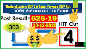 Thailand Lottery 3UP Cut Paper Formula Cut Digit 30-12-2020