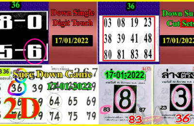 Thailand Lottery Single Touch Down Sure Cut Sets Game Tips 17-01-2022