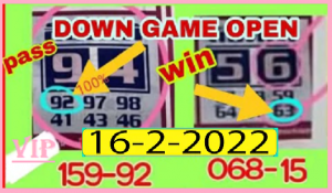 Thailand Lottery Down Hit Game Non Miss Open 01-04-2022