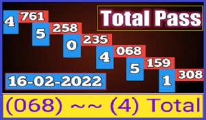 Thai Lotto Total Pass 3up Set Direct Winning Tips 16 FEB 2022