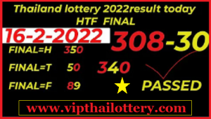 Thailand lottery 16th February 2022 Result Today HTF FINAL