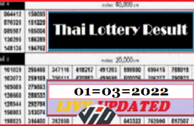 Thai Lottery 1st March 2022