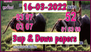 Thai Lottery Result 3up Down Papers Vip Good Pair Digit Set 16.03.2022