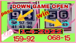 Thailand Lottery Down Hit Game Non Miss Open 01-04-2022