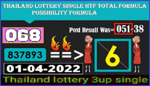 Thailand Lotto Today Single HTF Total Formula Possibility 1st April 2022