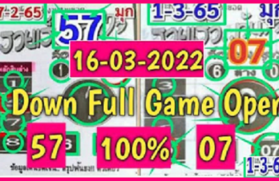 Thailand lottery Down Full Game Open Free Tips 16th March 2565