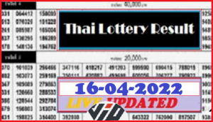 Thailand Lottery 16042022 – Thai Lottery Results 16th April 2565