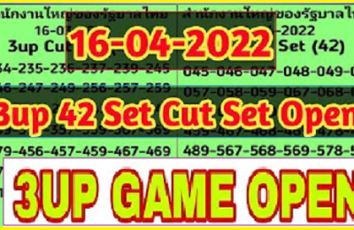 Thailand Lottory 3up Set Cut Set Open 100% Pass 16th April 2565