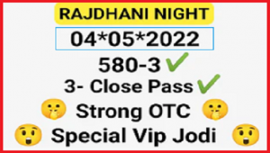 Rajdhani Night 04-05-2022 Single Jodi Strong OTC Fix Game Chart