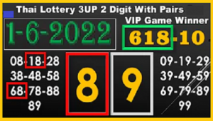 Thai Lottery 3UP 2 Digit With Pairs Game Winner 1st June 2565