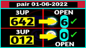 Thai Lottery Pair Set 3up Close Digit Pass 01-06-2022