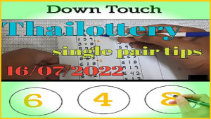 Thai Lottery Single Pair Tips Down Touch 16th July 2022