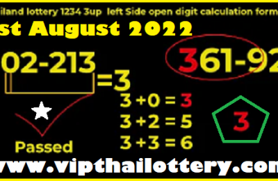 Thailand Lottery 3up left Side Open Digit Calculation Formula 1-8-22