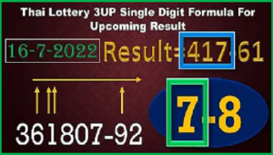 Thailand Lottery 3UP Single Digit Formula Vip Result 16-7-2022