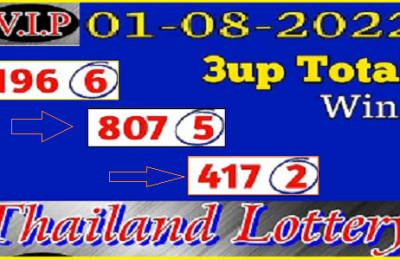Thailand lottery VIP First Close Figers 3d Set 01 August 2022