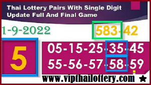 Thai Lottery Pairs Single Digit 100% Sure Final Game 01/09/2022