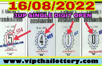 Thai Lottery Pass 3up Single Digit Calculation 16-08-2022