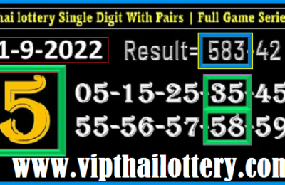 Thai Lottery Single Digit Pairs Final Game Series 01-09-2022