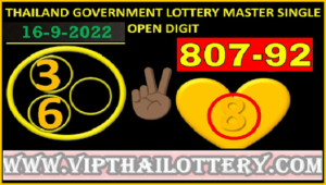 Thai Lottery Government Office HTF Single Digit 16 September 2022