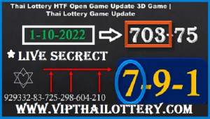 Thai Lottery HTF Open 3D Game Update 1st October 2565