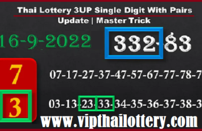 Thai Lottery Single Digit Pairs Master Trick Update 16.09.2022