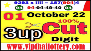 Thai Lottery Win 3up 100% Cut Digits 1st October 20222