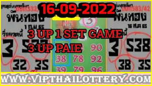 Thailand Lotto Direct Pair Set Open Total Formula Result 16.9.2022