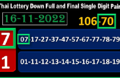 Thai Lottery Down Final Single Digit Pairs Game Update 16-11-2022