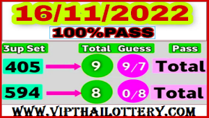 Thai Lotto Vip Total Guess Pass 3up Set 100% Sure Namber 16.11.2022