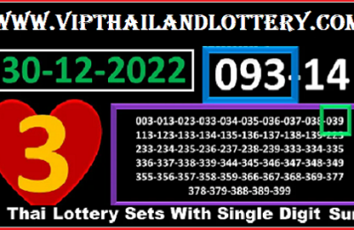 Thai Lottery Single Sure Sets Digit VIP Direct Set 30.12.2022