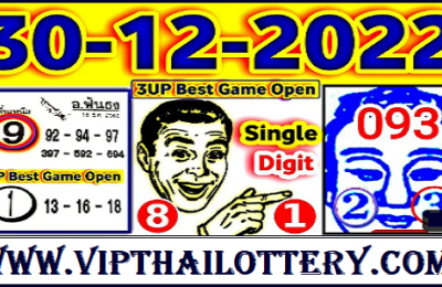 Thai Lotto Single Digit Best 3-D Game Open 30 December 2022