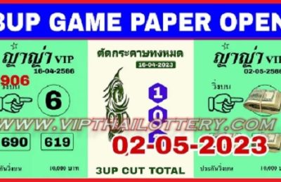 Thailand Lottery 3up Direct Game Open Cut Total 02-05-2023