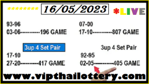 Thai Lottery Sure Tips Game 4d Set Pair Touch 16th May 2023