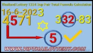 Thailand Lottery 1234 3UP Pair Total Formula Calculation 16.06.2023