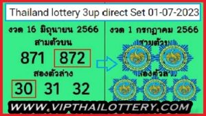 Thailand lottery 3up Direct Set Single Digit Open 01-07-2023