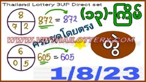 Thailand Lottery 3UP Direct Set Sure Number Digit 1st August 2023