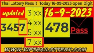 Thai Lottery Open Digit Pass Today Results 16th September 2023