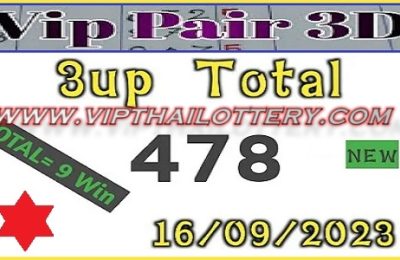 Thailand Lotto VIP Pair 3D 3up Total Calculation Chart 16/09/2023