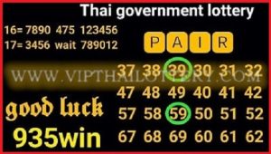 Thai Government Lotto HTF Single Final Digit Pairs 01-12-2023