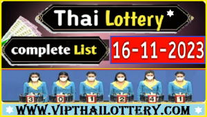 Thai Lottery 16 November 2023 Winner Live Chart