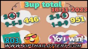 Thailand Lottery Saudi Arabia Pairs 3up Total 16th November 2023