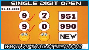 Thailand Lottery Single Digit Open 100% Non Miss Total 1st December 2022