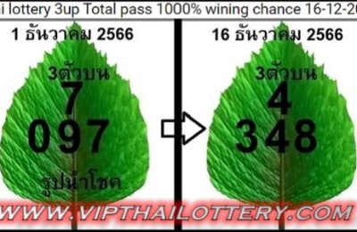 Thai Lottery 3up Total Pass 1000% Wining Chance 16-12-2023