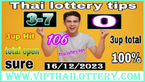 Thai Lottery Tips 100% Sure Number Hit Total Open 16-12-2023