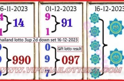 Thailand Gift Lotto Result 2D Down 3up Set 16-12-2023