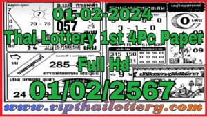 Thai Lottery First Paper Full Open 1st February 2024 (1st Paper )