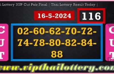 Thail Lottery HTF 3up 100% Cut Pairs Total Strong Game 16/5/24