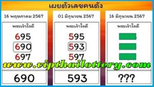 3D Thailand Lottery 3up Formula Pair Last Result 16/06/2657