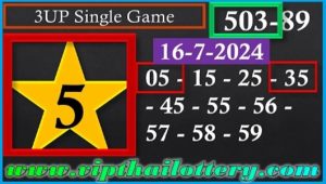 Thai Lottery 3up Single Game VIP Sure Digit 16 December 2024